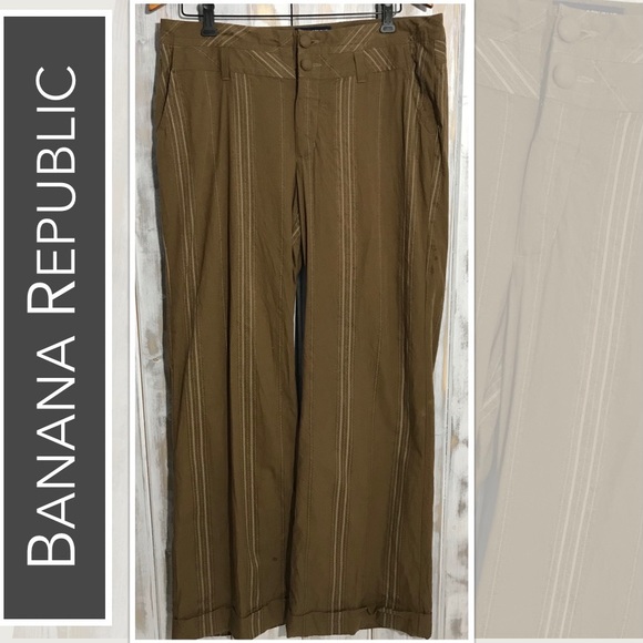 💕 Banana Republic Cuffed Pants in Brown, White Stripes - Picture 7 of 7